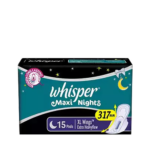 Whisper Maxi Nights Sanitary Napkin Wings 15-Pads Pack 3 Packets Combo