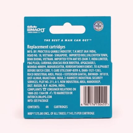 Gillette Mach3 Cartridge (Blade) 4 Pieces Pack