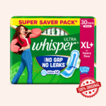 Whisper Ultra Clean Sanitary Napkin XL+ Wings 30-Pads Pack