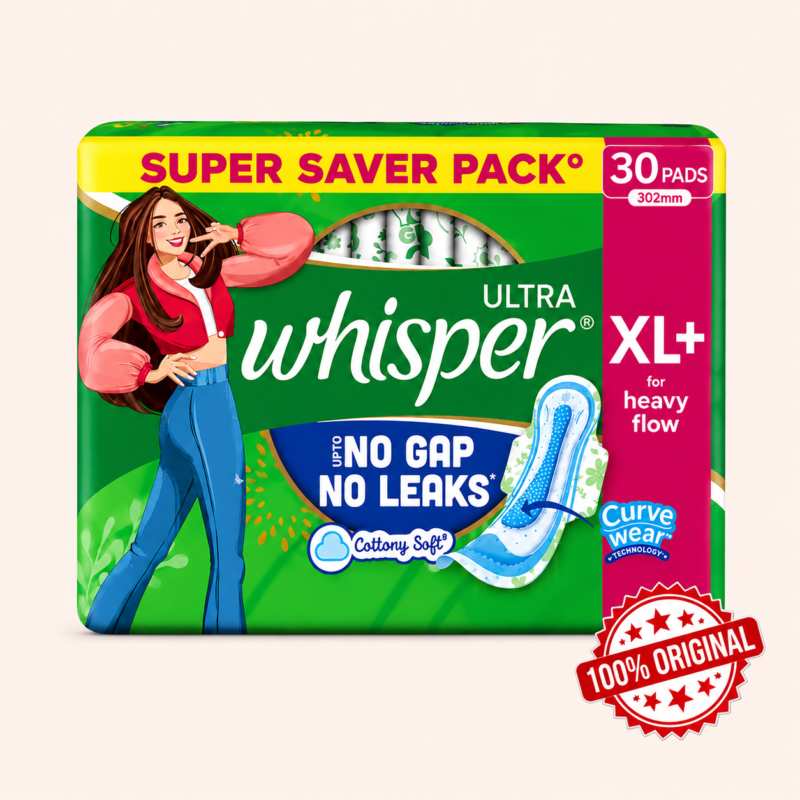 Whisper Ultra Clean Sanitary Napkin XL+ Wings 30-Pads Pack