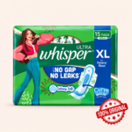 Whisper Ultra Clean XL Wings 15’s Pack offers reliable protection for longer durations. From Whisper, this pack ensures dryness, hygiene, and comfort.